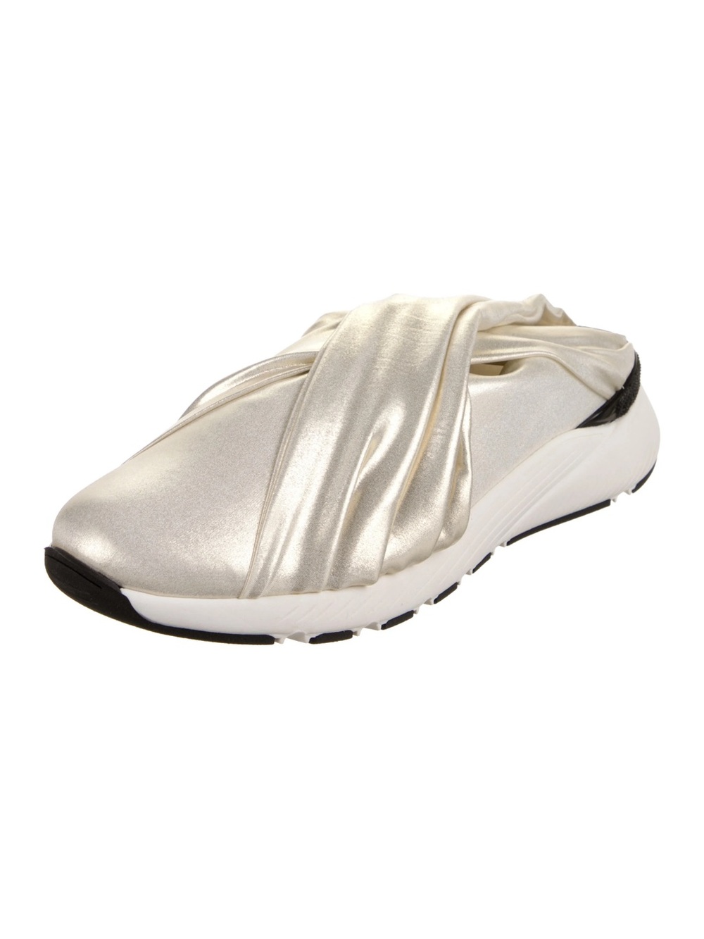 NIB Casadei Metallic Champagne Slip-On Mules with White Sole